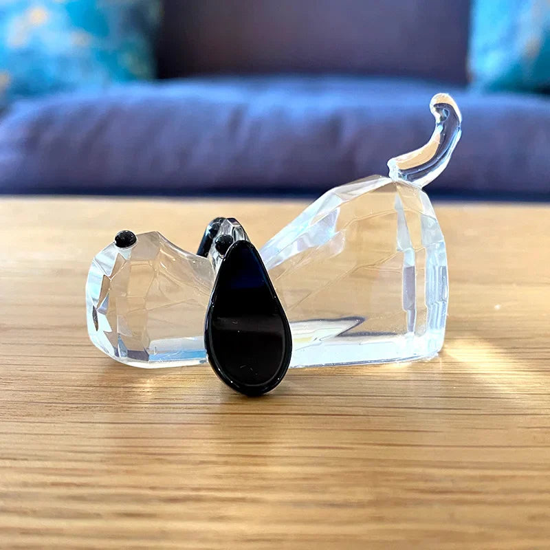Afralia™ Crystal Puppy Dog Glass Animal Figurine Collectible Home Decor Gift