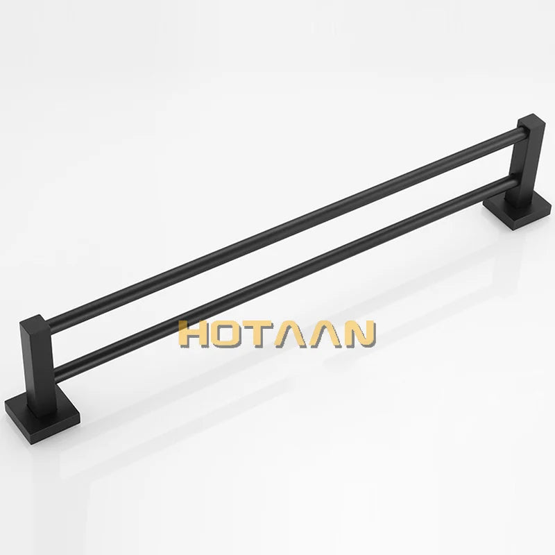 Afralia™ Matte Black Stainless Steel Double Towel Bar Towel Rail Towel Holder