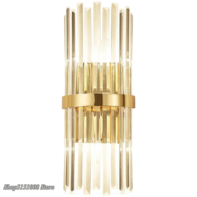 Afralia™ Crystal Golden Wall Lamp: Luxury American Country Style Light Fixtures