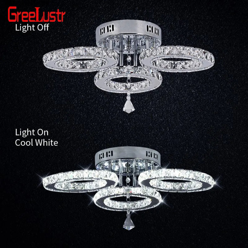 Afralia™ Crystal LED Ceiling Light Rings - Stainless Steel Plafonnier Lamp