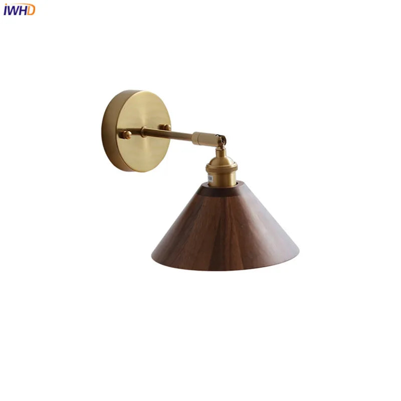 Afralia™ Modern Walnut Wooden LED Wall Light Up Down Bedroom Lamp