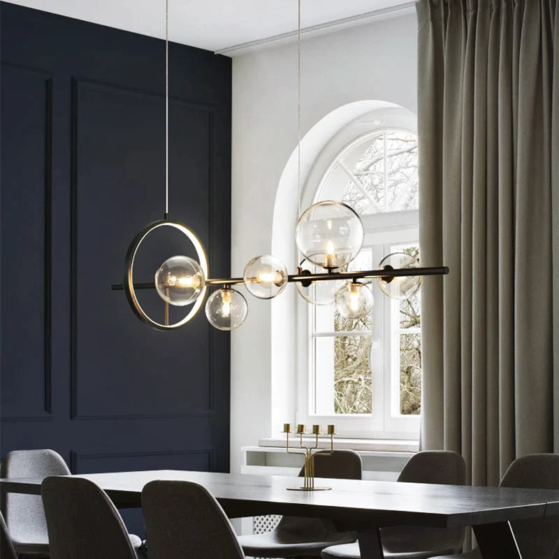 Afralia™ Modern Black Bubble Chandelier for Dining Living Room Kitchen Bar Island