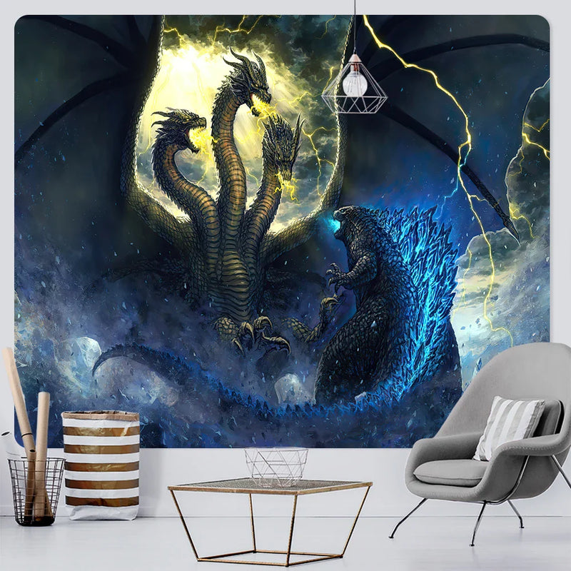 Afralia™ Dragon Psychedelic Art Tapestry for Home Decoration and Sofa Blanket