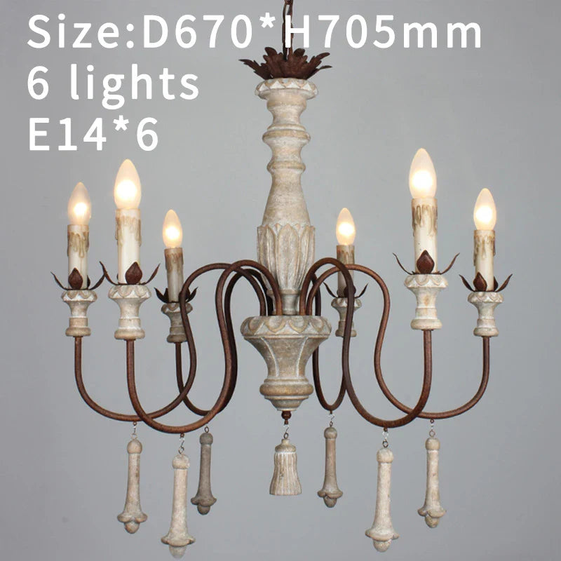Afralia™ Vintage Wooden Foyer Chandelier Rustic Retro Lighting for Living Room and Villa