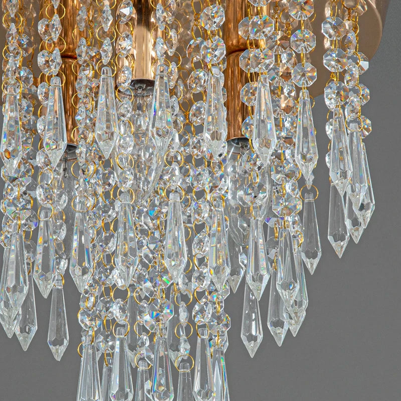 Afralia™ Crystal Ceiling Light: Elegant Hanging Golden Lamp for Home Decor