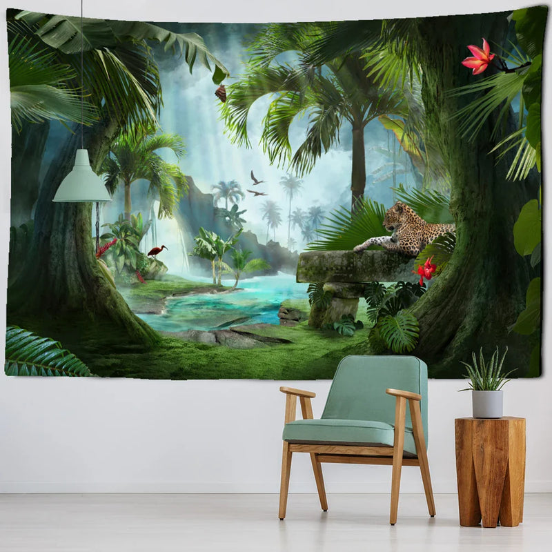 Afralia™ Tropical Rainforest Animal World Tapestry Wall Hanging