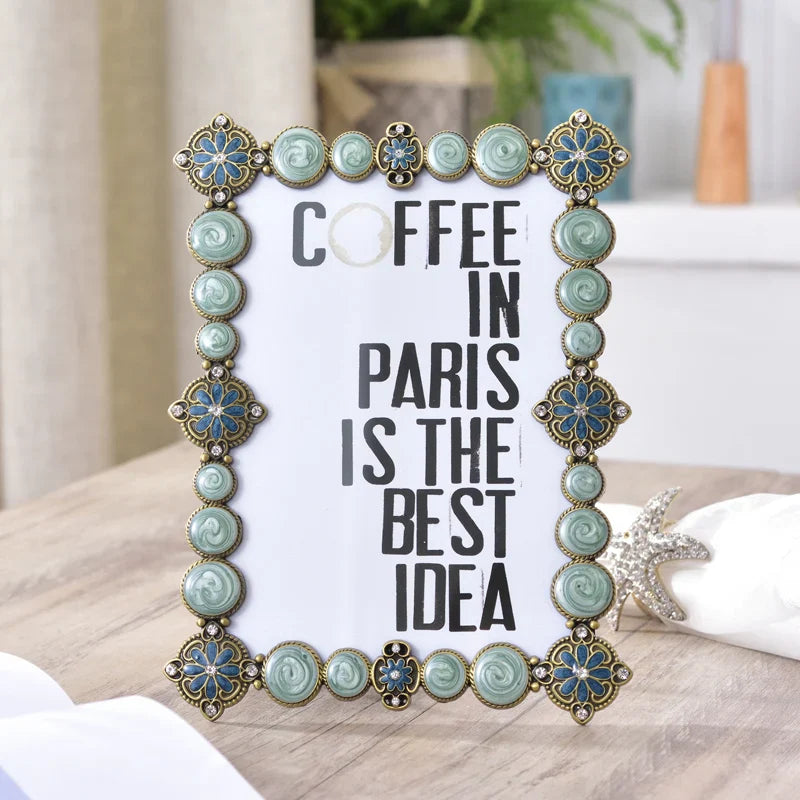 Afralia™ Retro Metal Gem Photo Frame: Handmade Wedding Desktop Decor for Picture Display