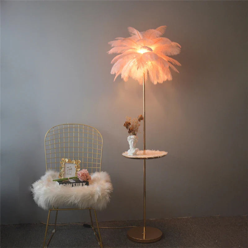 Afralia™ Ostrich Feather Floor Lamp: Nordic LED Lighting for Elegant Living Room and Bedroom Decor