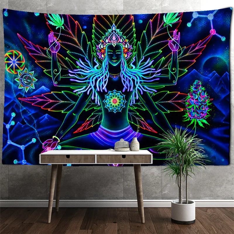 Afralia™ Seven Chakra Meditator Tapestry Wall Hanging for Boho Decor