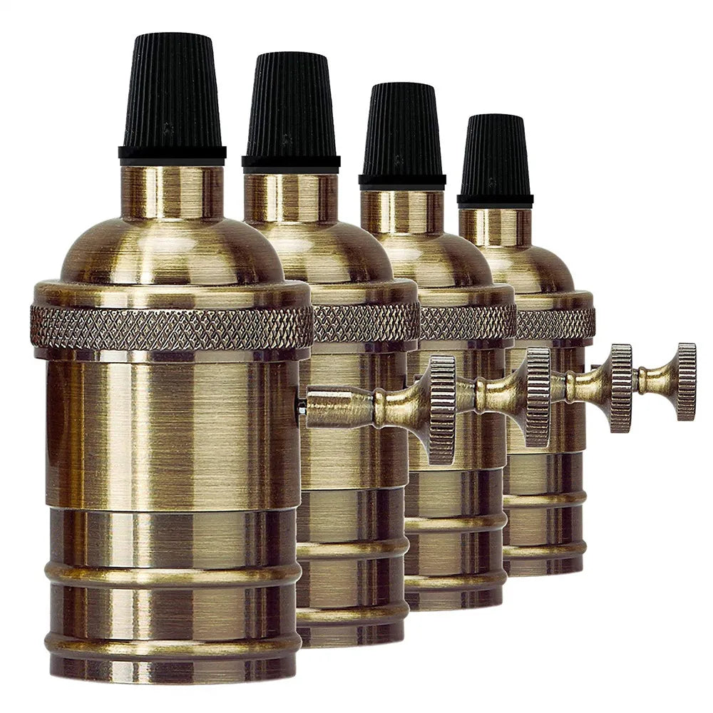 Afralia™ Vintage E27 Socket Lamp Base With Switch - Edison Style Bulb Holder Socket