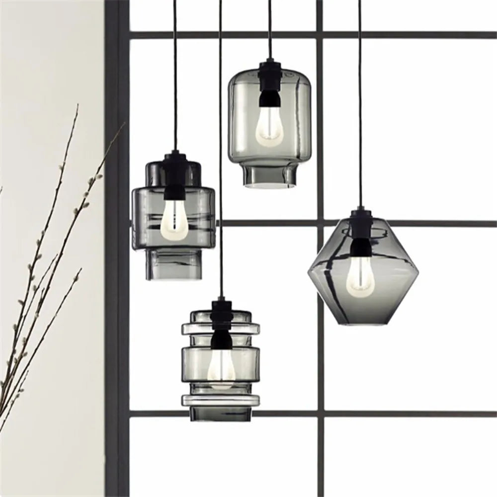 Afralia™ Geometric Glass Pendant Light Collection: Modern Crystalline Pendant Series