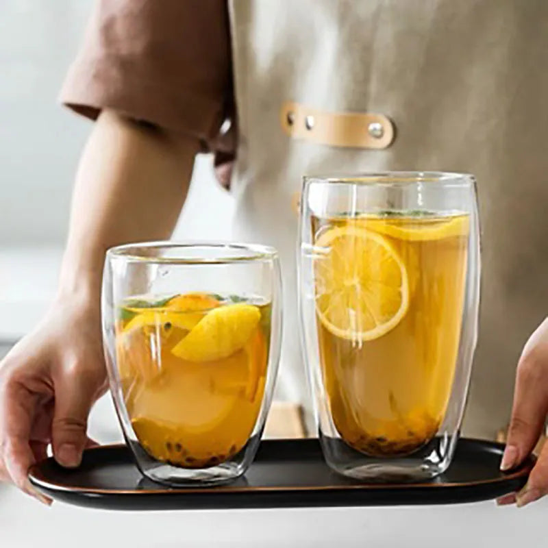 Afralia™ Double Wall Glass Cup - Versatile Drinkware for Parties