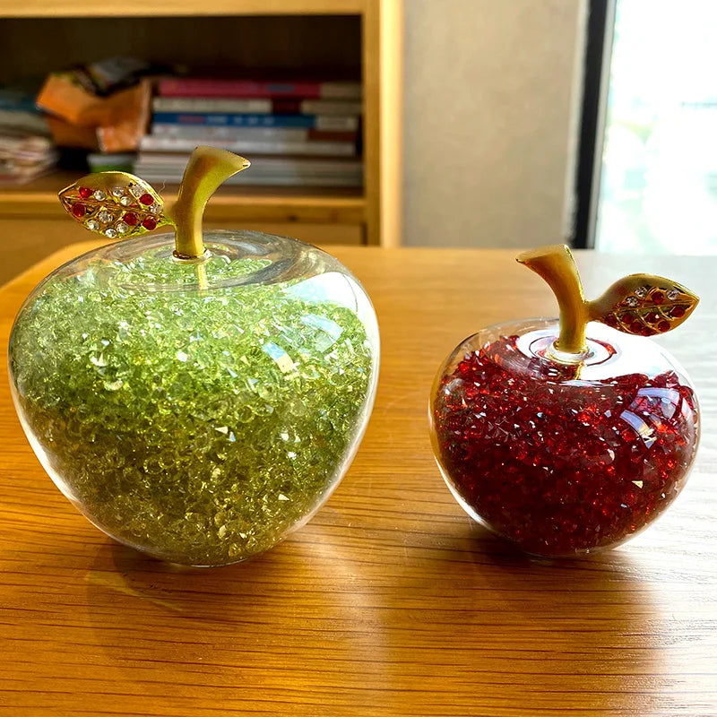Afralia™ Glaze Crystal Apple Paperweight Figurine Collection for Home Office Decor