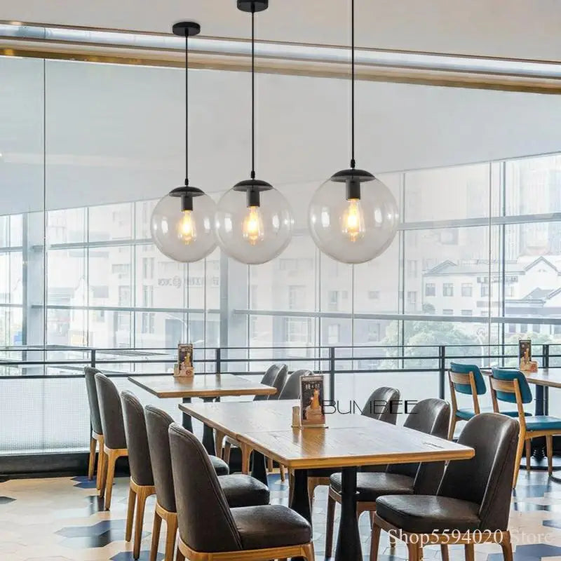 Afralia™ Nordic Glass Ball Pendant Lights Retro Loft Industrial Hanging Lamp