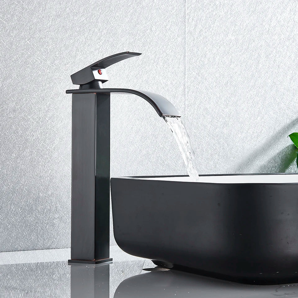 Afralia™ Gold Basin Faucet Single Level Mixer Tap Hot Cold Water Bathroom Sink Tap