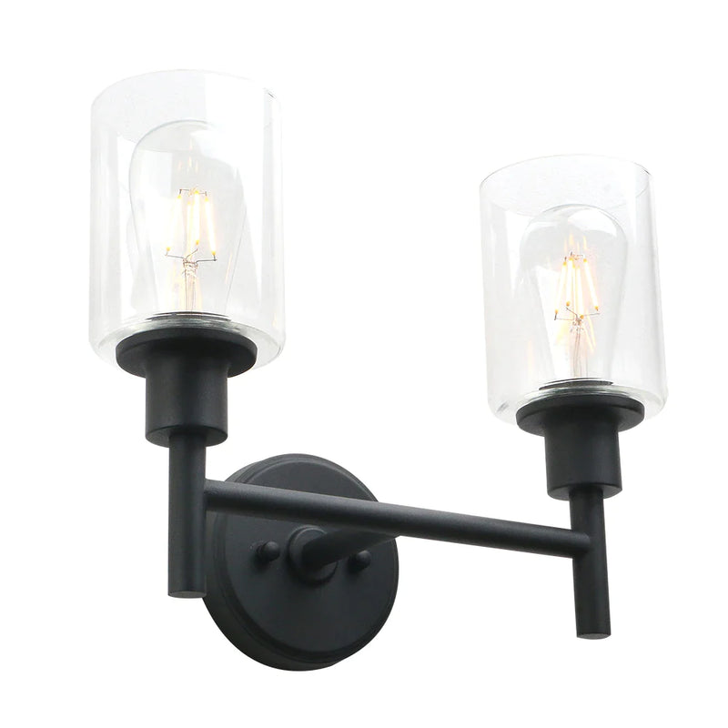 Afralia™ Permo 2 Light Industrial Wall Sconce with Clear Glass Shade