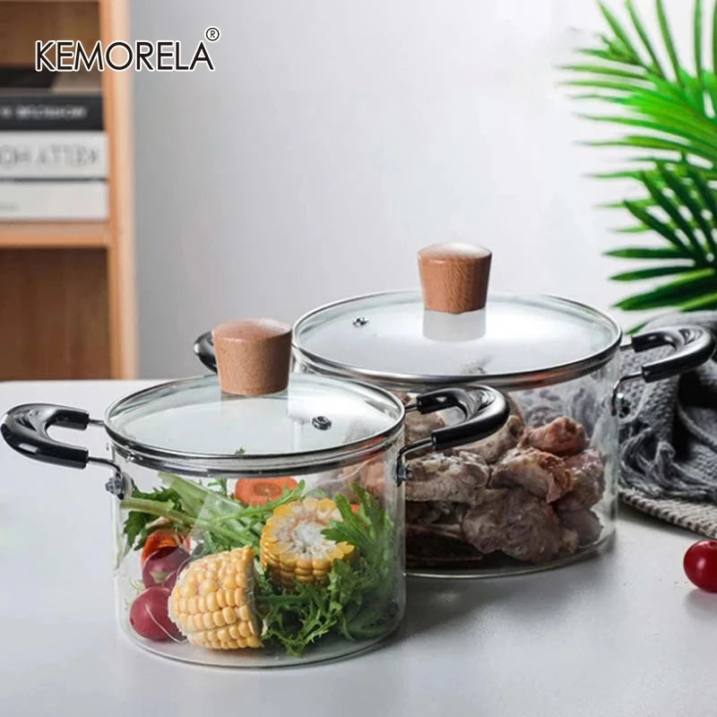 Afralia™ Transparent Glass Soup Cooking Pot | Versatile Flame-Proof Cookware