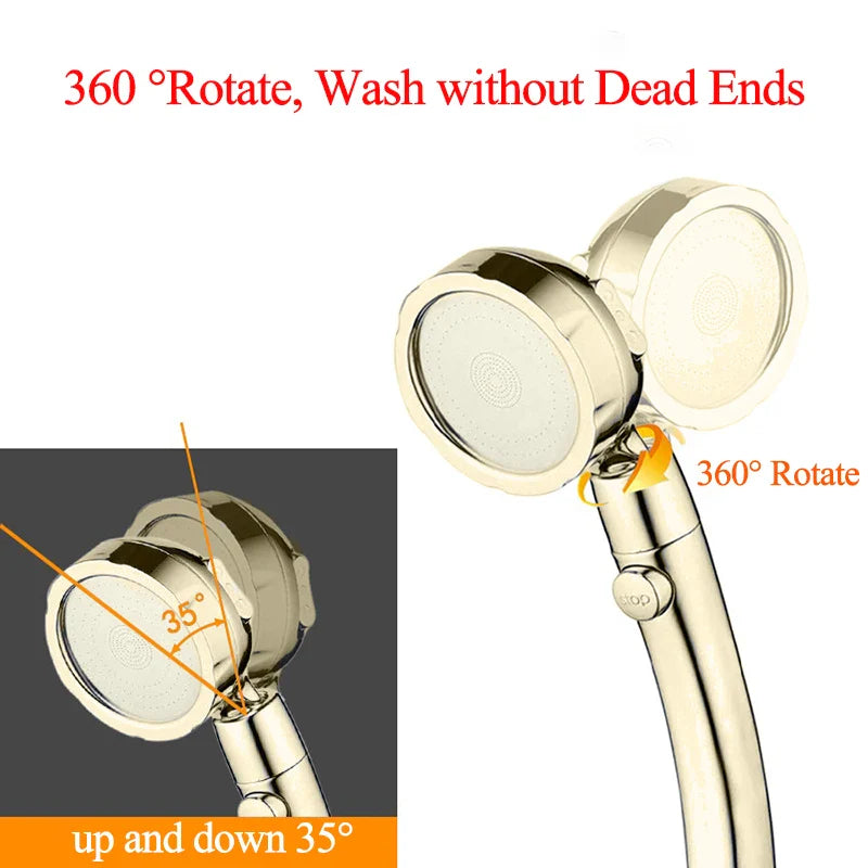 Afralia™ Retro Golden 3 Mode High Pressure Shower Head