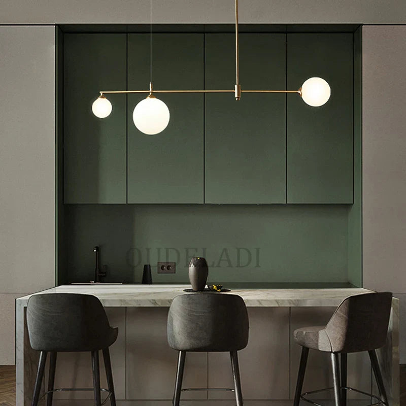 Afralia™ Glass Ball Chandelier LED Light Fixture for Dining Room Bedroom Kitchen Island