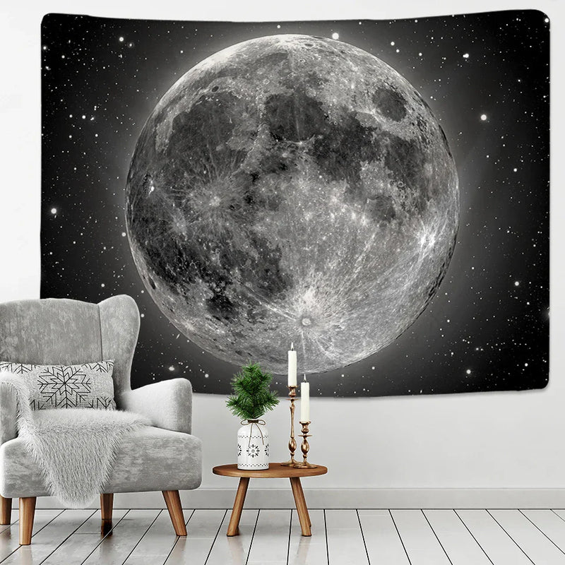 Afralia™ Moon & Starry Sky Tapestry: Beach Blanket, Yoga Mat & Living Room Decor