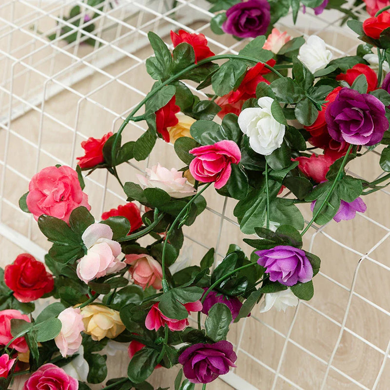 Afralia™ Rose Artificial Garland: Wedding Home Decor, Fake Plant Vine for DIY, Spring Autumn