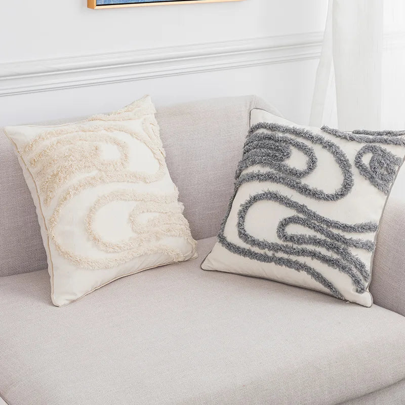 Afralia™ Striped Jacquard Linen Pillow Covers for Sofa Couch Bedroom Living Room