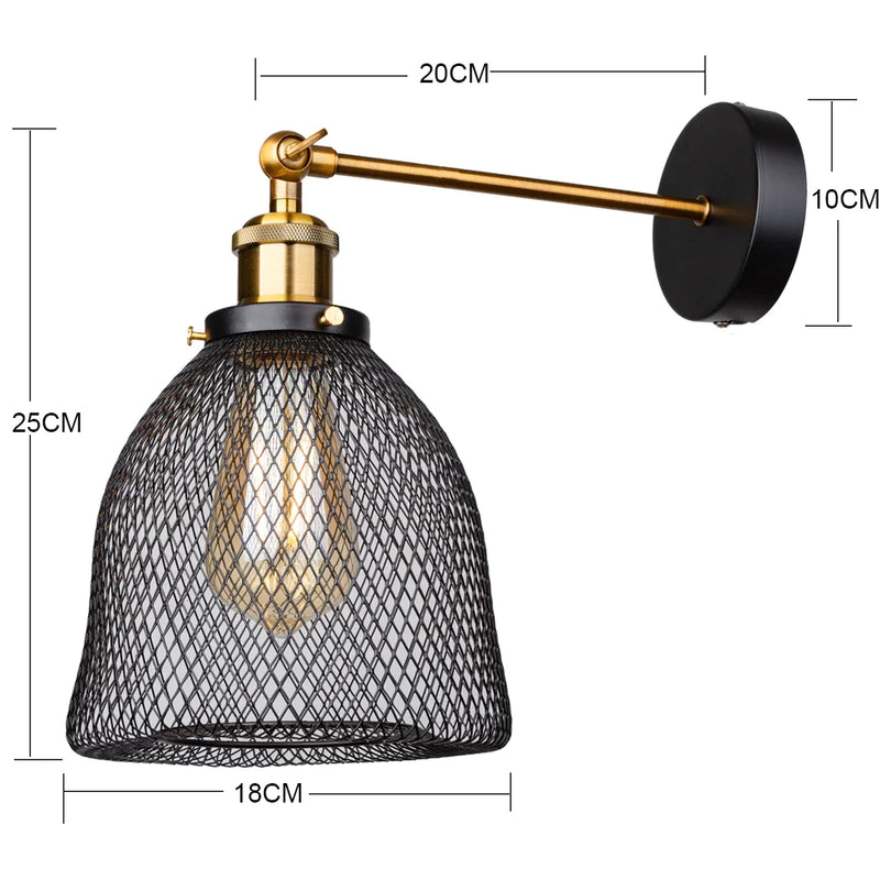 Afralia™ Industrial LED Cage Wall Light Retro Loft Sconce Lights E27 Fixture