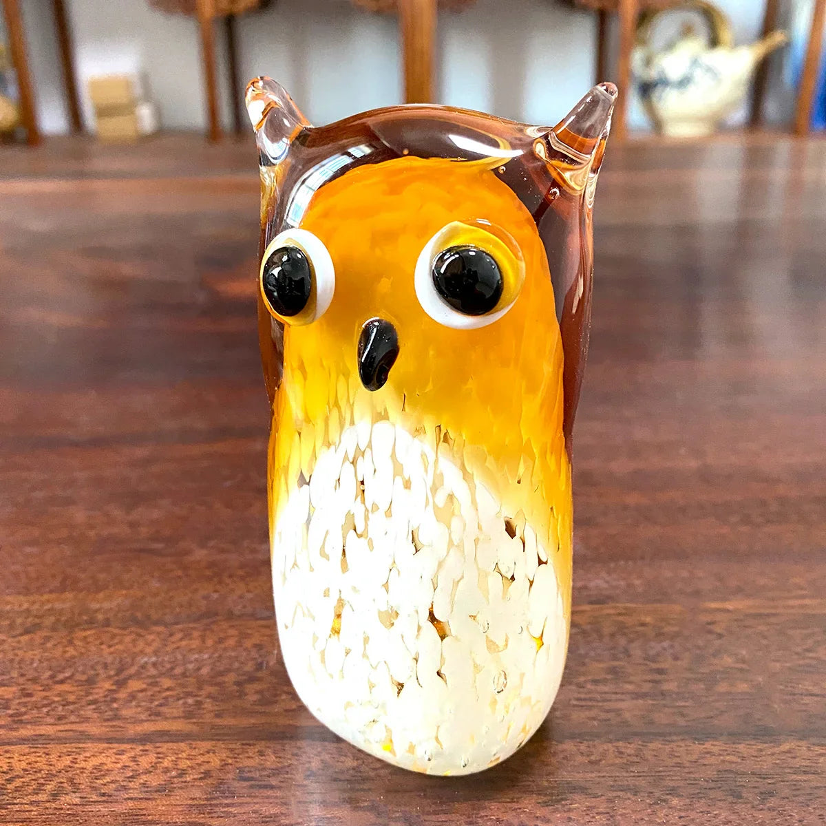 Afralia™ Owl Glass Figurines Collection: Hand Blown Wild Animal Sculpture Table Ornament