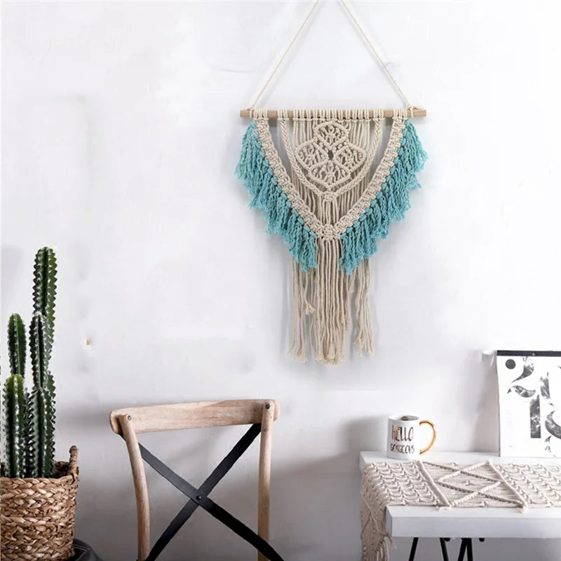 Afralia™ Colorful Cotton Macrame Wall Hanging Tapestry for Nordic Modern Living Room Decor