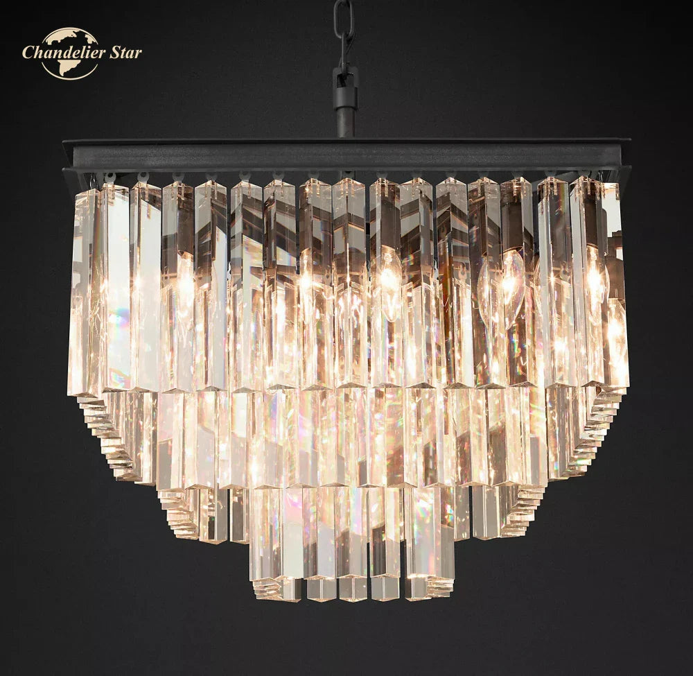 Afralia™ Modern Crystal LED Chandelier: Odeon Square Lustre Pendant Light Fixture