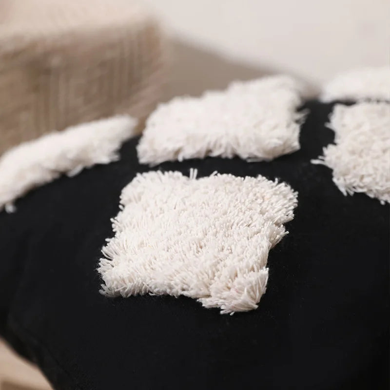 Afralia™ Boho Tufted Beige White Tassel Pillow Cover Home Decor Square Beaded Case