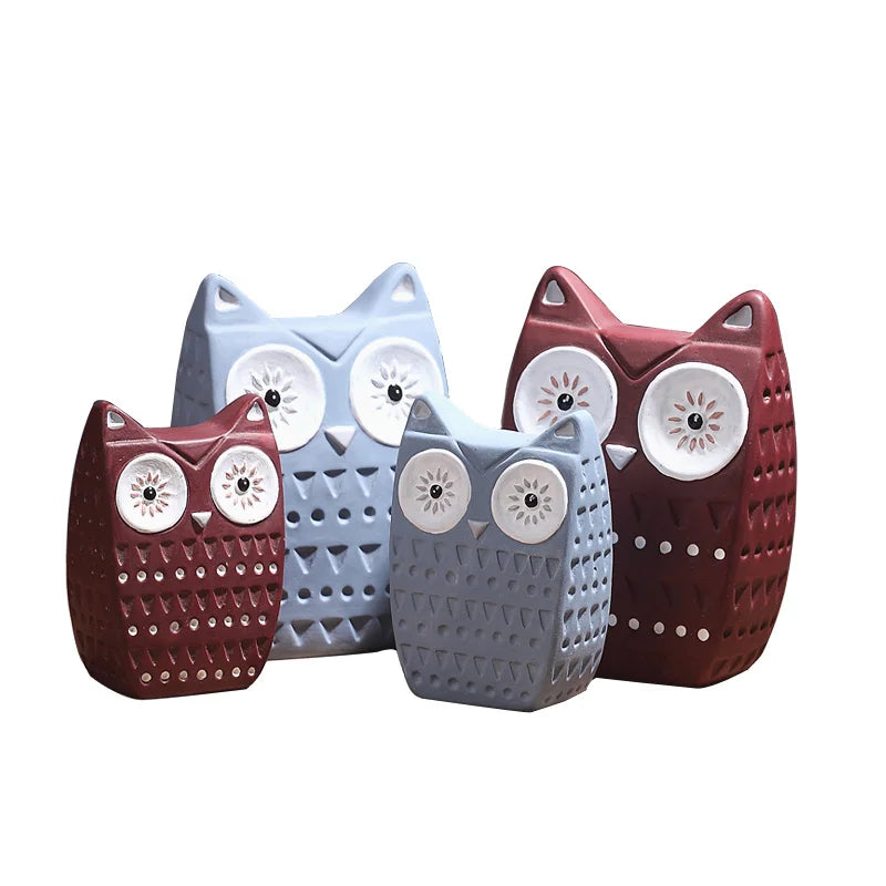 Afralia™ Ceramic Owl Home Decor Figurines: Christmas TV Cabinet Miniatures & Chinese Porcelain Crafts