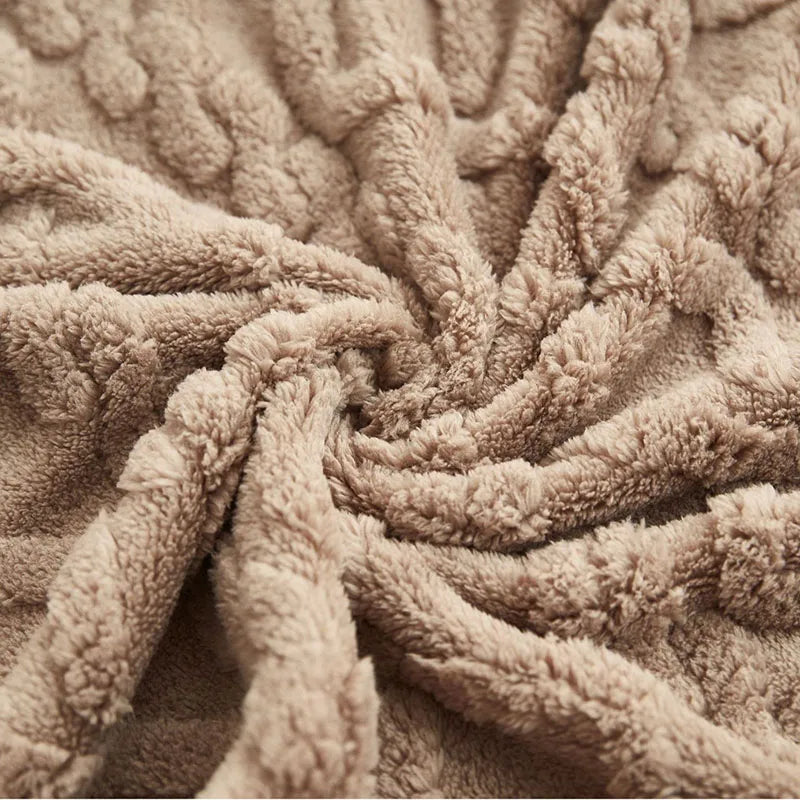 Afralia™ Cozy Jacquard Plush Blanket: Soft Winter Sofa Throw, Office Travel Nap Shawl