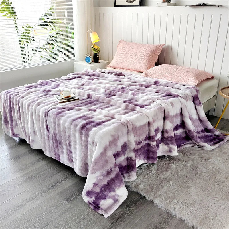 Afralia™ Cozy Gradient Bubble Fleece Throw Blanket, Plush All-Season Nap Blanket