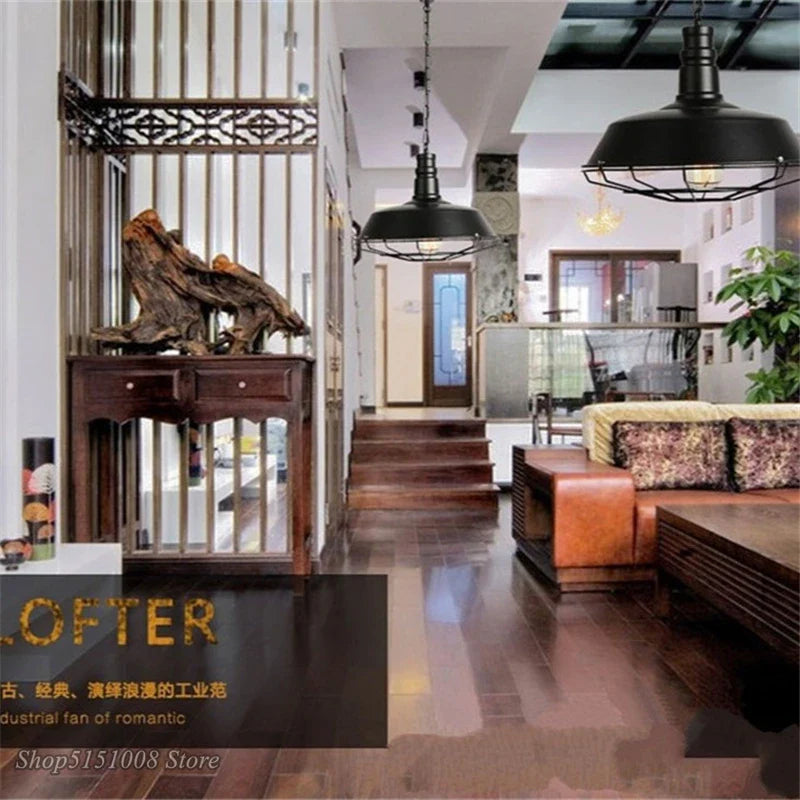 Afralia™ Iron Pendant Lights for Dining Room, Cafe, Clothing Store - Industrial Retro Loft Style