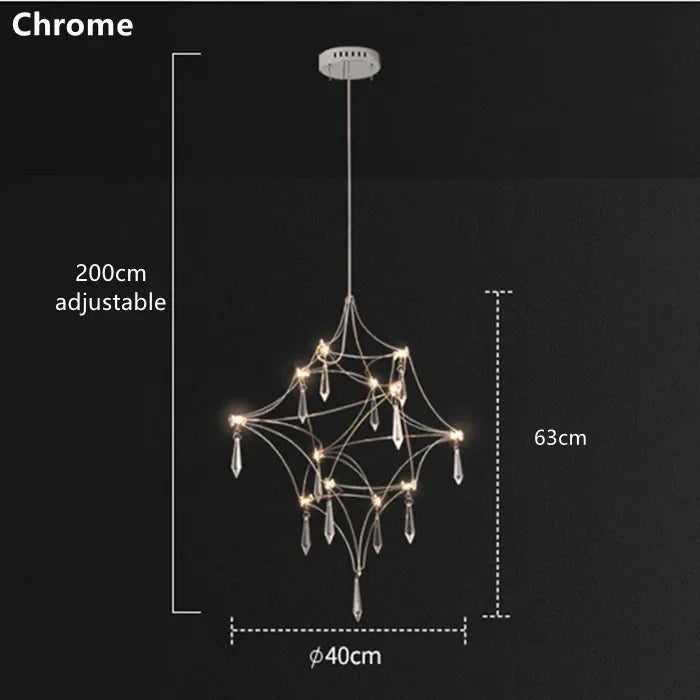 Afralia™ Quasar Crystal LED Golden Lustre Pendant Lamp - Chrome Design for Home Lighting