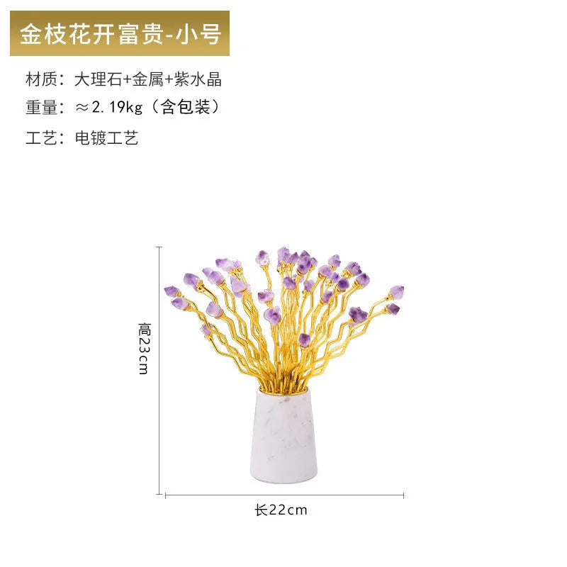 Afralia™ Modern Light Luxury Model Room Decor with Natural Purple Blooming Plants