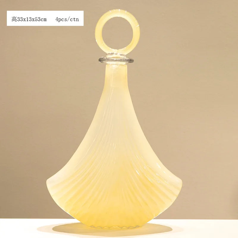 Afralia™ Geometric Ring Glass Vase Set – Yellow & Fringe Flower Terrarium Jar