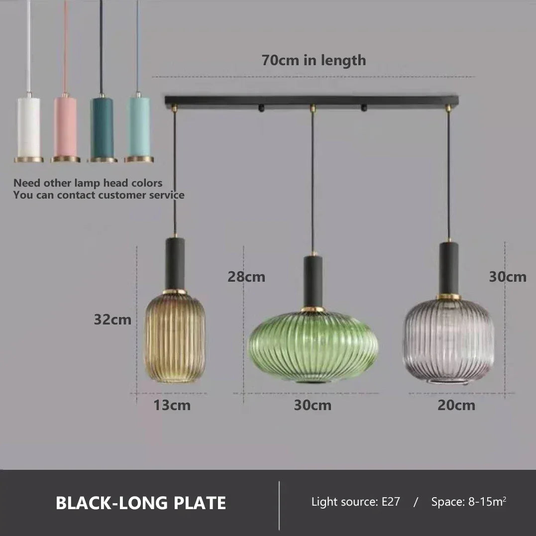Afralia™ Colorful Glass Pendant Lights Living Room Bedside Lamp LED Hanging Lighting