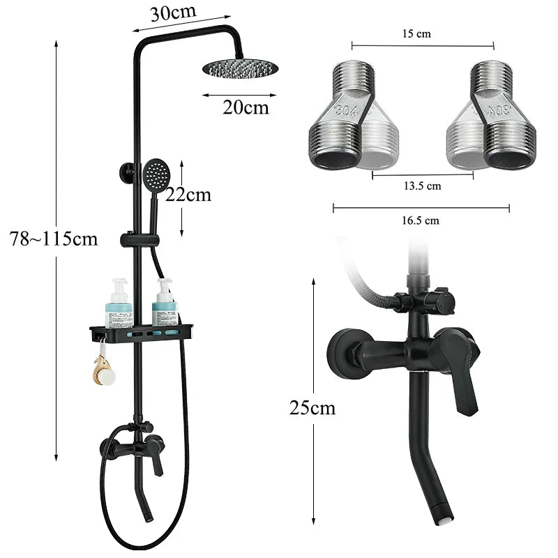 Afralia™ Round Rainfall Shower Faucet Set with Single Handle Wall Mount
