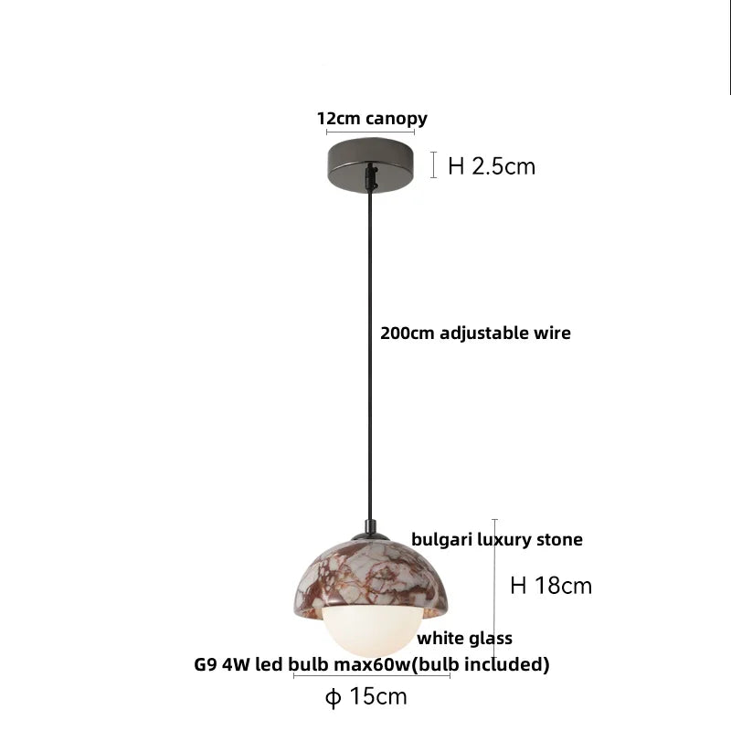 Afralia™ LED Pendant Lights Bulgari Stone Adjustable Steel Hang Lamp Lighting