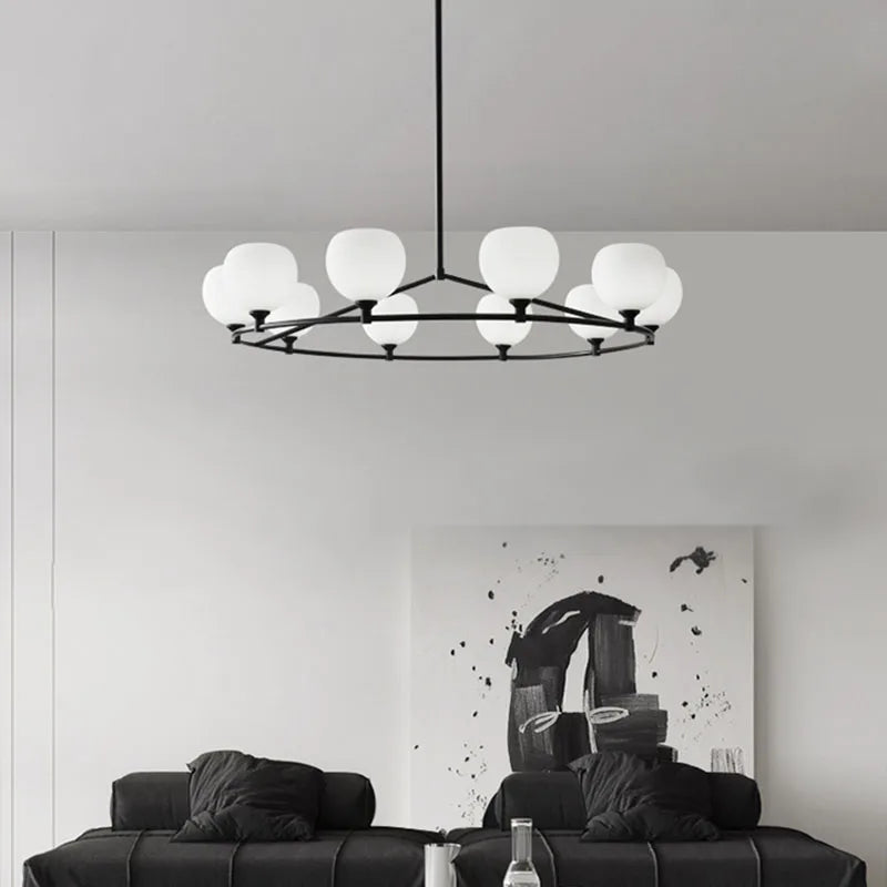 Afralia™ Brass and White Glass Pendant Lamp with Adjustable Height