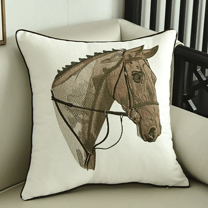 Afralia™ Embroidered Horse Pillowcase | 45x45cm | Home Decor, Sofa, Living Room