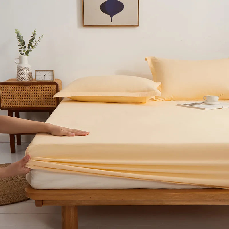 Afralia™ Pure Cotton Fitted Sheet: Comfortable Solid Color Mattress Cover