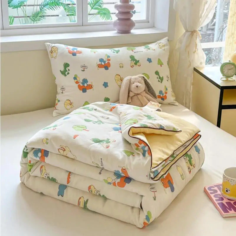 Afralia™ Cartoon Printed Summer Lightweight Cooling Blanket for Kids and Students.