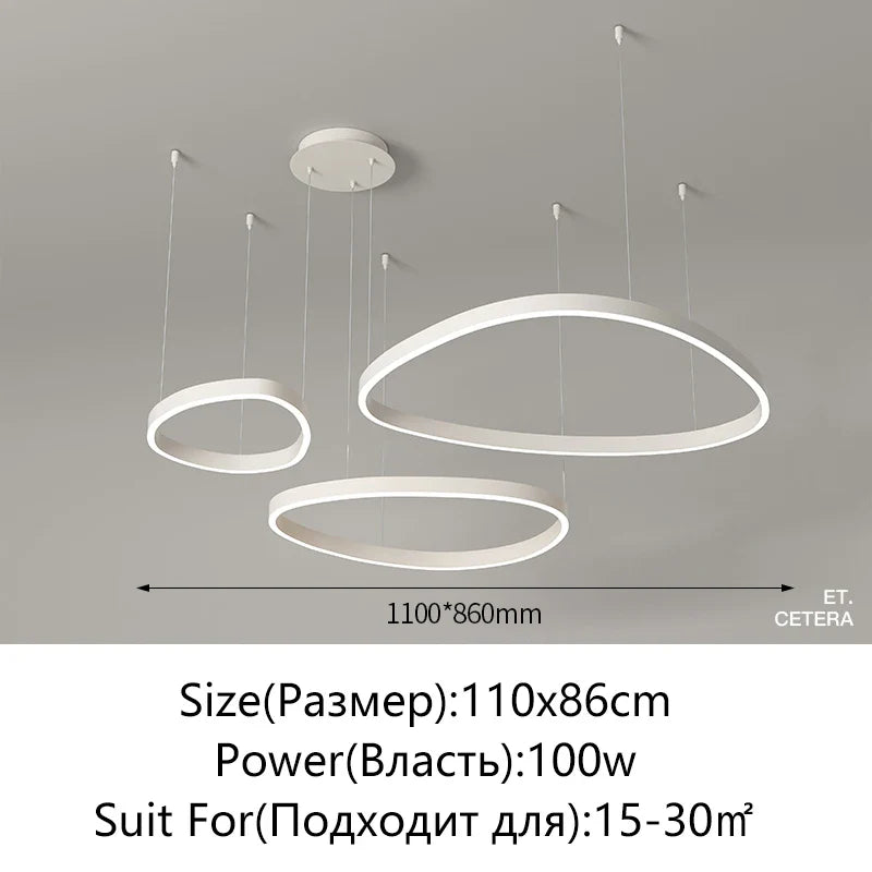 Afralia™ Modern Brushed Rings LED Chandelier Ceiling Light for Living Room Bedroom