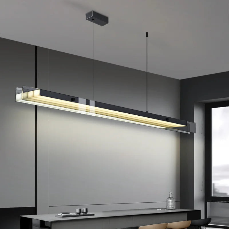 Afralia™ Glass Pendant Light Bar LED Linear Strip Modern Lighting