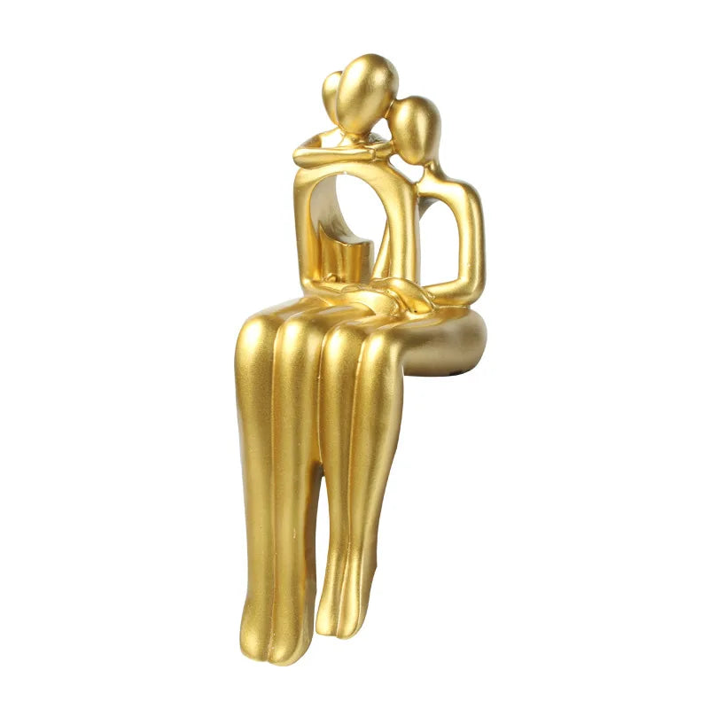 Golden Man Abstract Resin Sculpture by Afralia™ for Stylish Room Decor