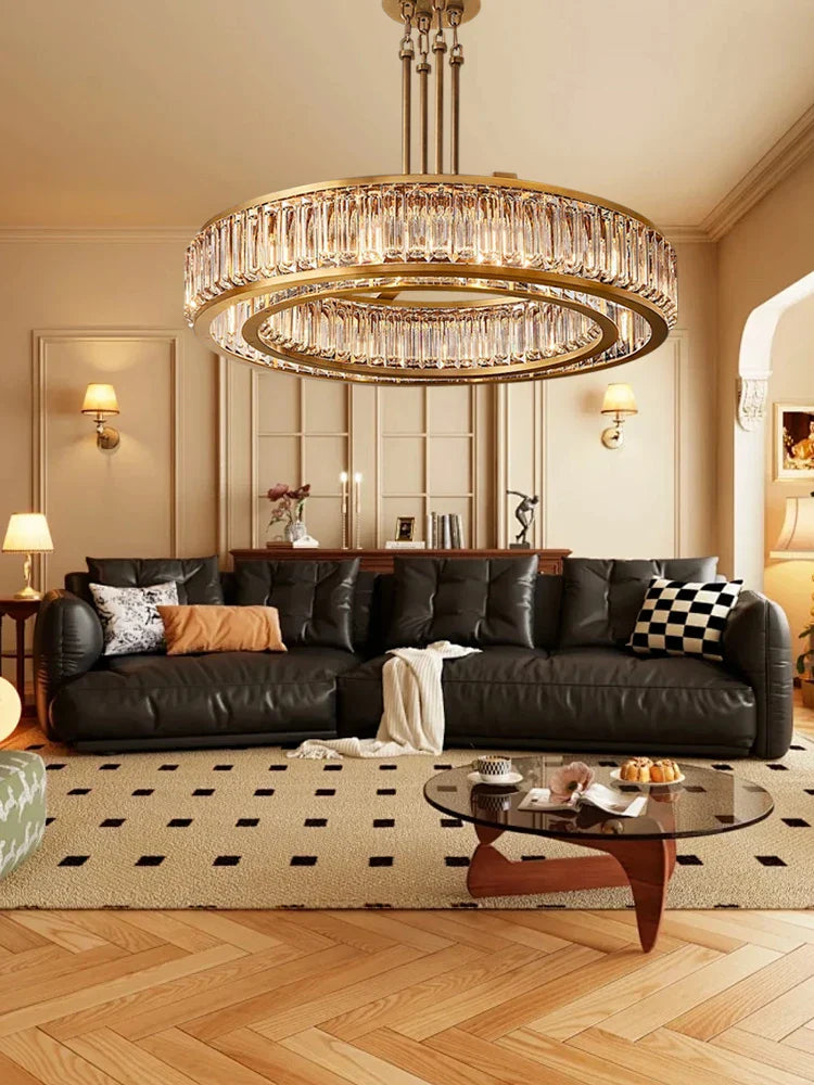 Afralia™ Gold Crystal Ceiling Chandelier LED Light Fixture for Luxury Home Decor