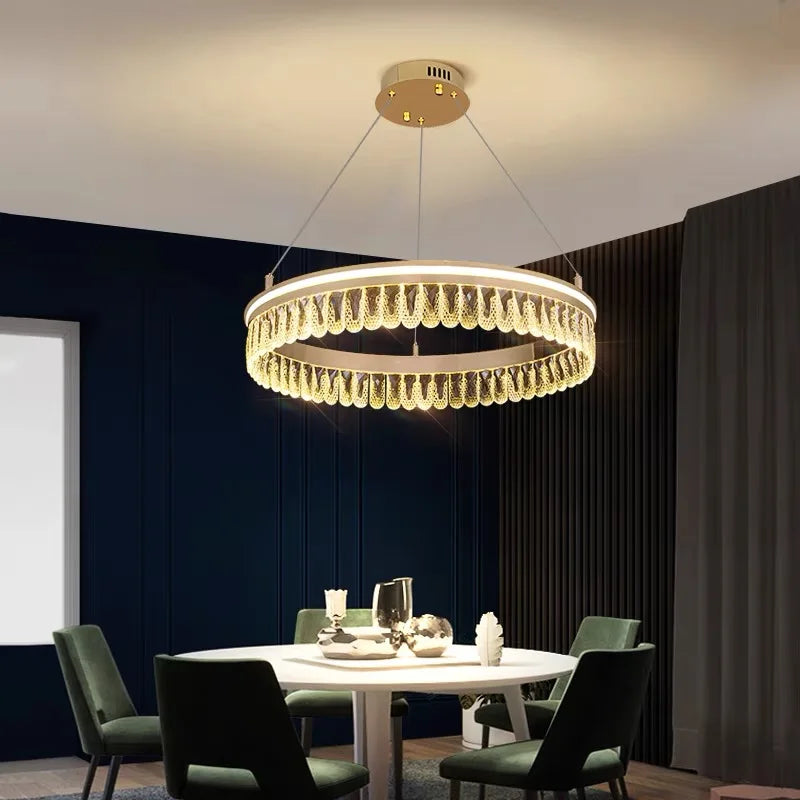 Afralia™ Crystal Chandelier Luxury LED Lighting for Living Dining Kitchen Bedroom